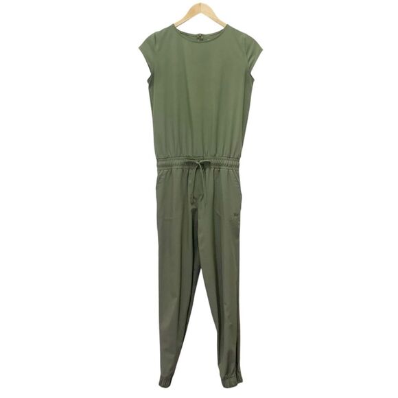Albion Fit Cap Sleeve Active Jumpsuit Olive Green Elastic Waist Onepiece Size XS - Picture 2 of 11